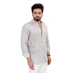 Brown Culture MenS Cotton Blend Abstract Print Shirt With Spread Collared Full Sleeves Standard Length And Button Down Closure 