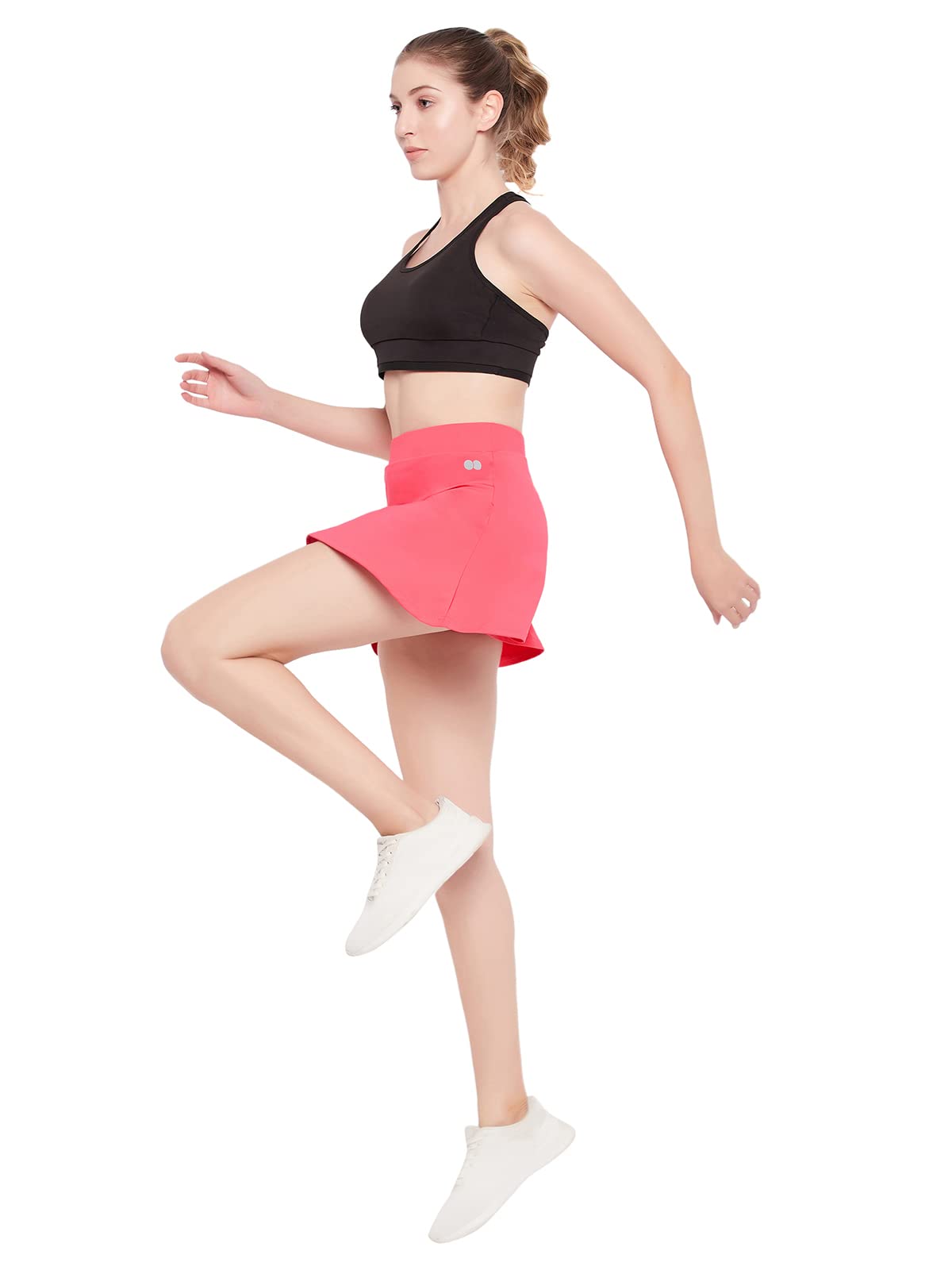 Clovia Womens High-Rise Active Skirt with Attached Shorts (AB0118P22_Pink_XXL)