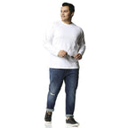 Bewakoof Mens Solid 100% Cotton Plus Size T-Shirt - Regular Fit, Round Neck, Full Sleeves White