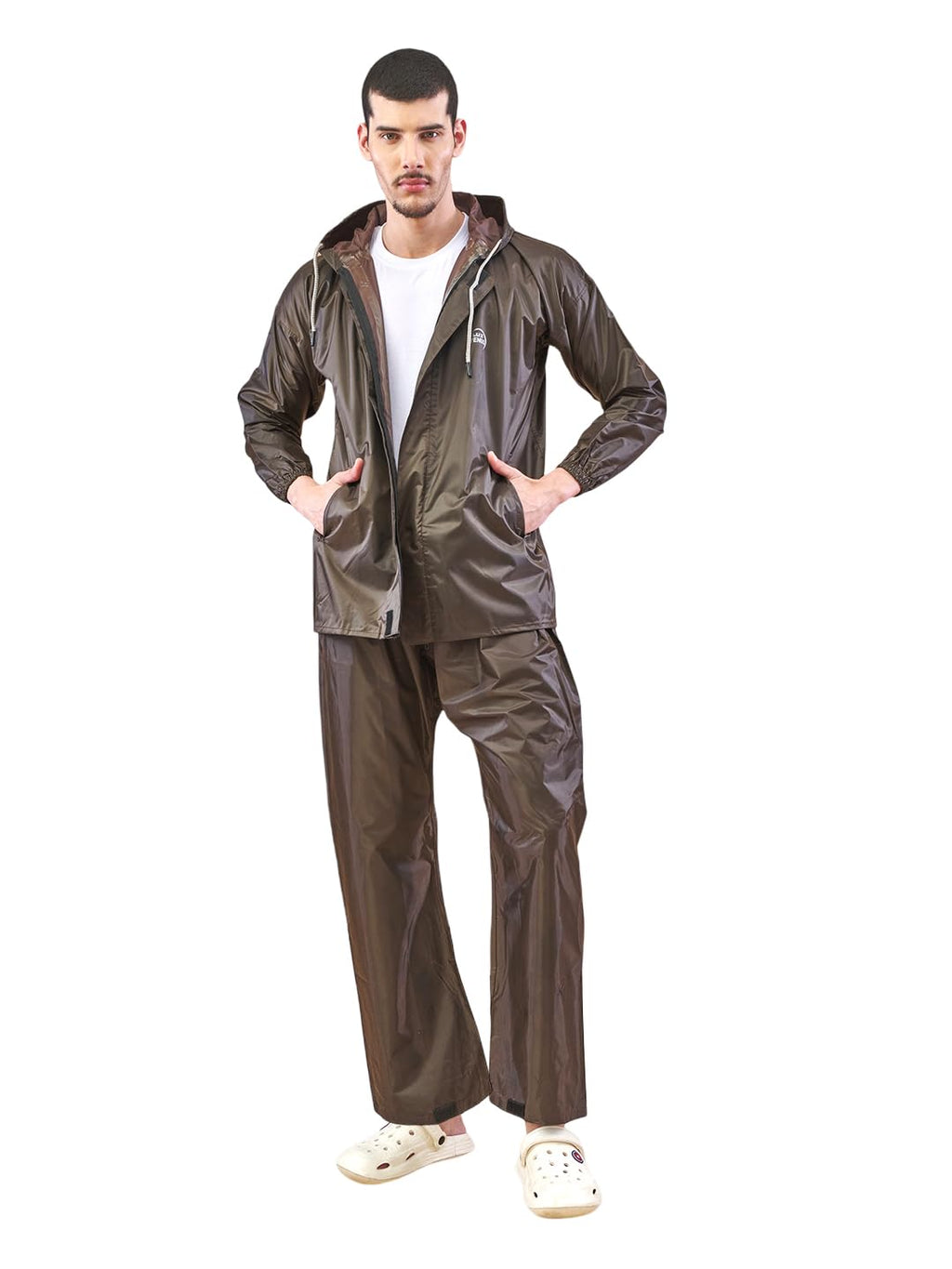 Lux Venus Plain Tapping Rain Suit For Men Coffee