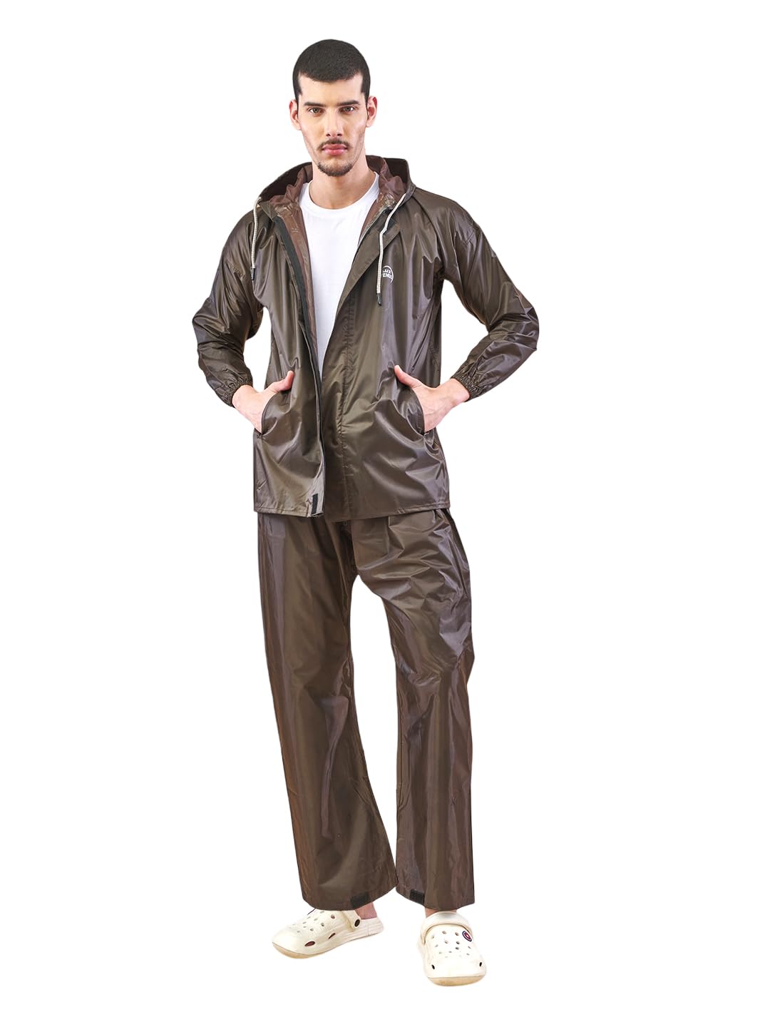 Lux Venus Plain Tapping Rain Suit For Men Coffee
