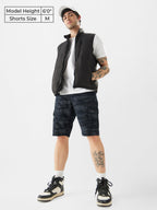 The Souled Store Navy Camo Men Regular Fit Cotton Cargo Shorts