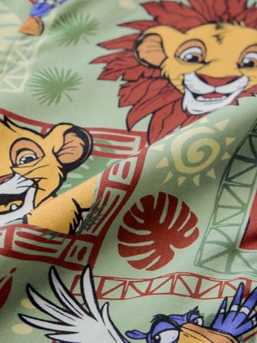 The Souled Store The Lion King: Simba Boys Short Sleeves Collared Neck Button Front Green All Over Printed Viscose Shirts (2-8 Y
