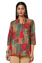 Soch Womens Maroon Cotton Blend Ethnic Motifs Print Tunic