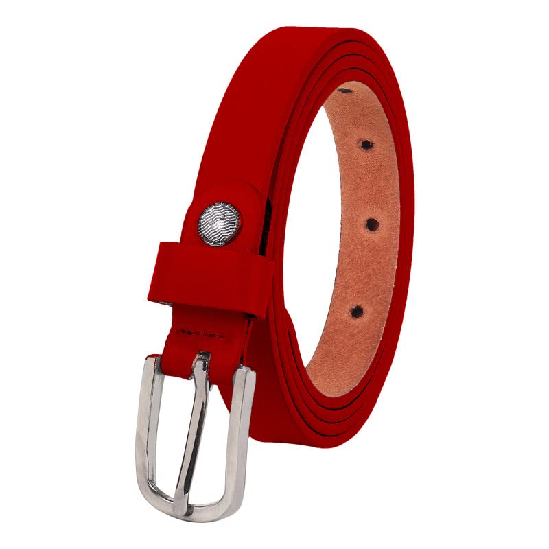 Flyer WomenS Leather Belt (Formal/Casual) (Colour Red) (Size 34) Buckle Adjustable Size Genuine Original Leather (Red4114) 34