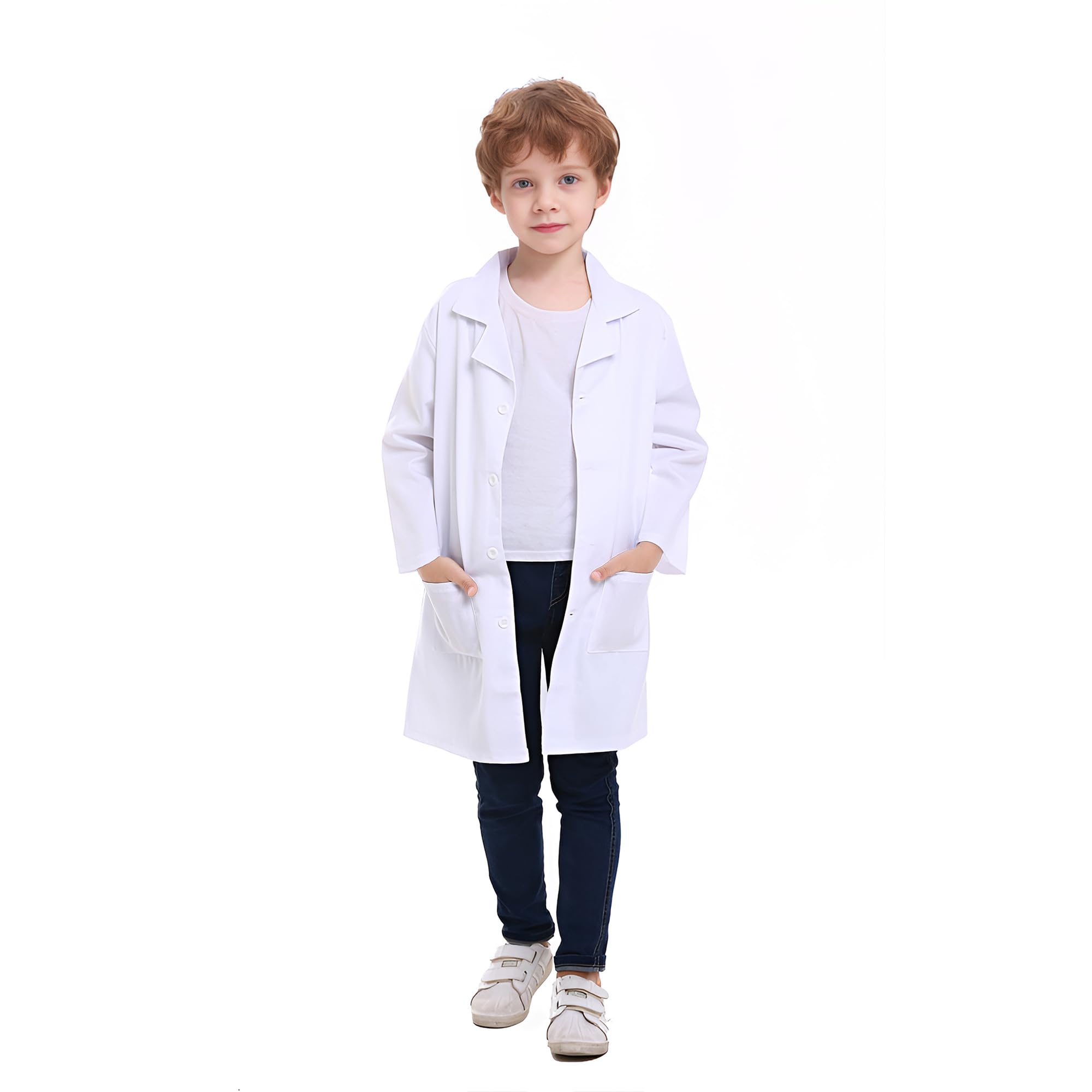 TopTie Kids Lab Coat for School Scientists Halloween Costume-White-10/12