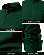 Bellstone MenS Solid Regular Fit Dress Shirt (Kurta800_Combo_Dark Green_White_Xl