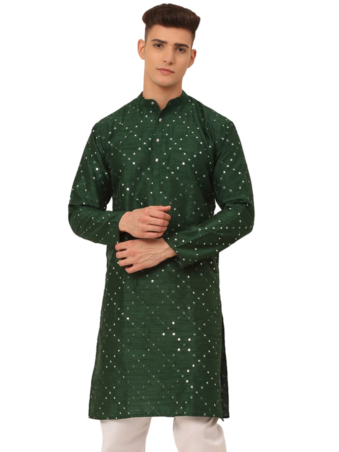 Jompers Mens Dupion Silk Embroidered Kurta
