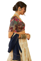 Soch Womens Black Tussar Sequin Embroidered V-Neck Back-Open Blouse