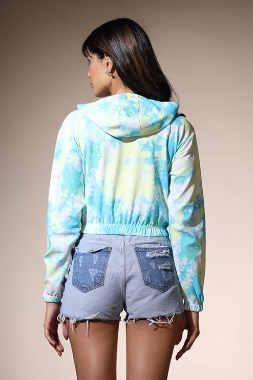 Leriya Fashion WomenS Western Crop Top With Hoodie Neck & Long Sleeve || Drawstring Pullover Tops || Loose Casual Hoodies For W
