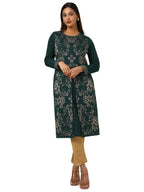 Soch Womens Green Acrylic Woven Design Kurta
