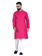 Pinkmint Kurta for Men Cotton Mandarin Collar Long Sleeve Soild Traditional Kurta Festival Kurta