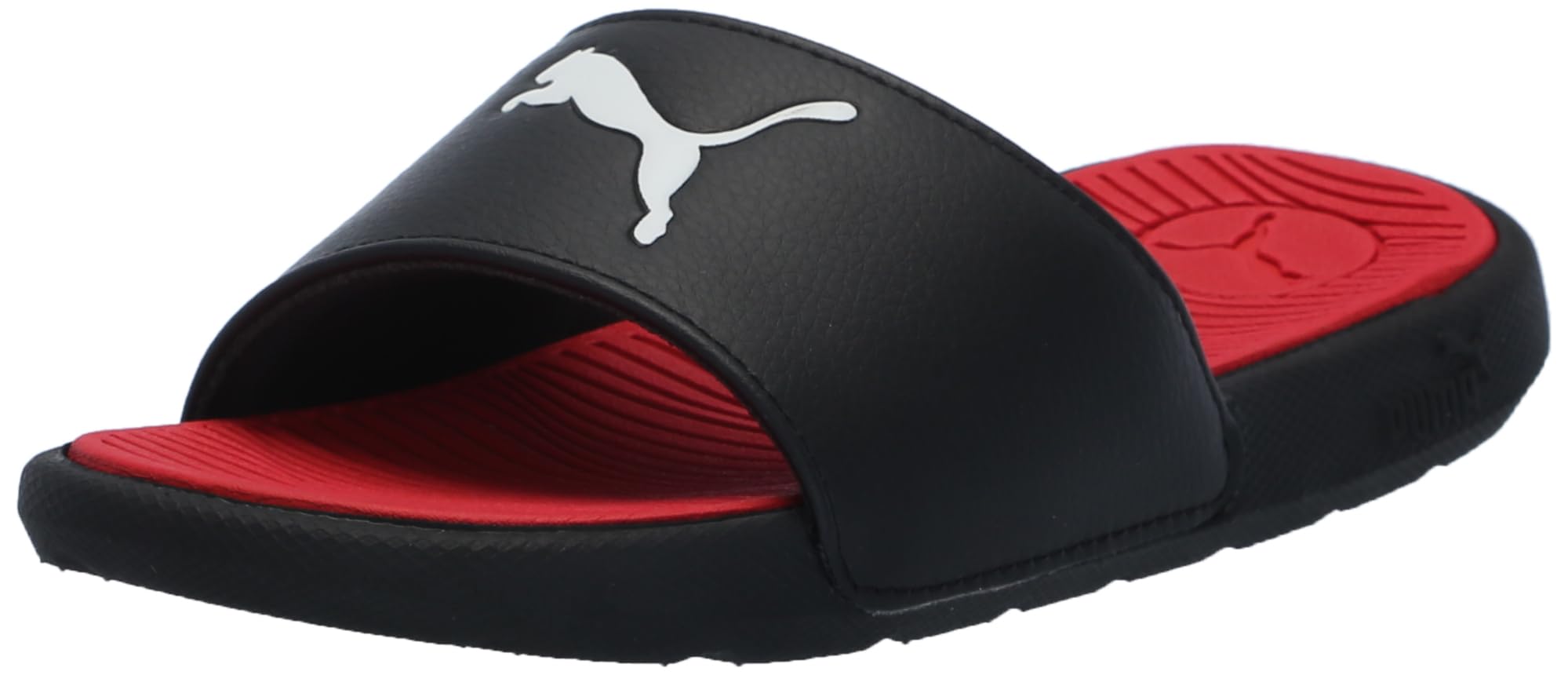 PUMA Cool Cat Sandal Slides Sandal Slides, Black White-for All Time Red, 4 US Unisex Big Kid