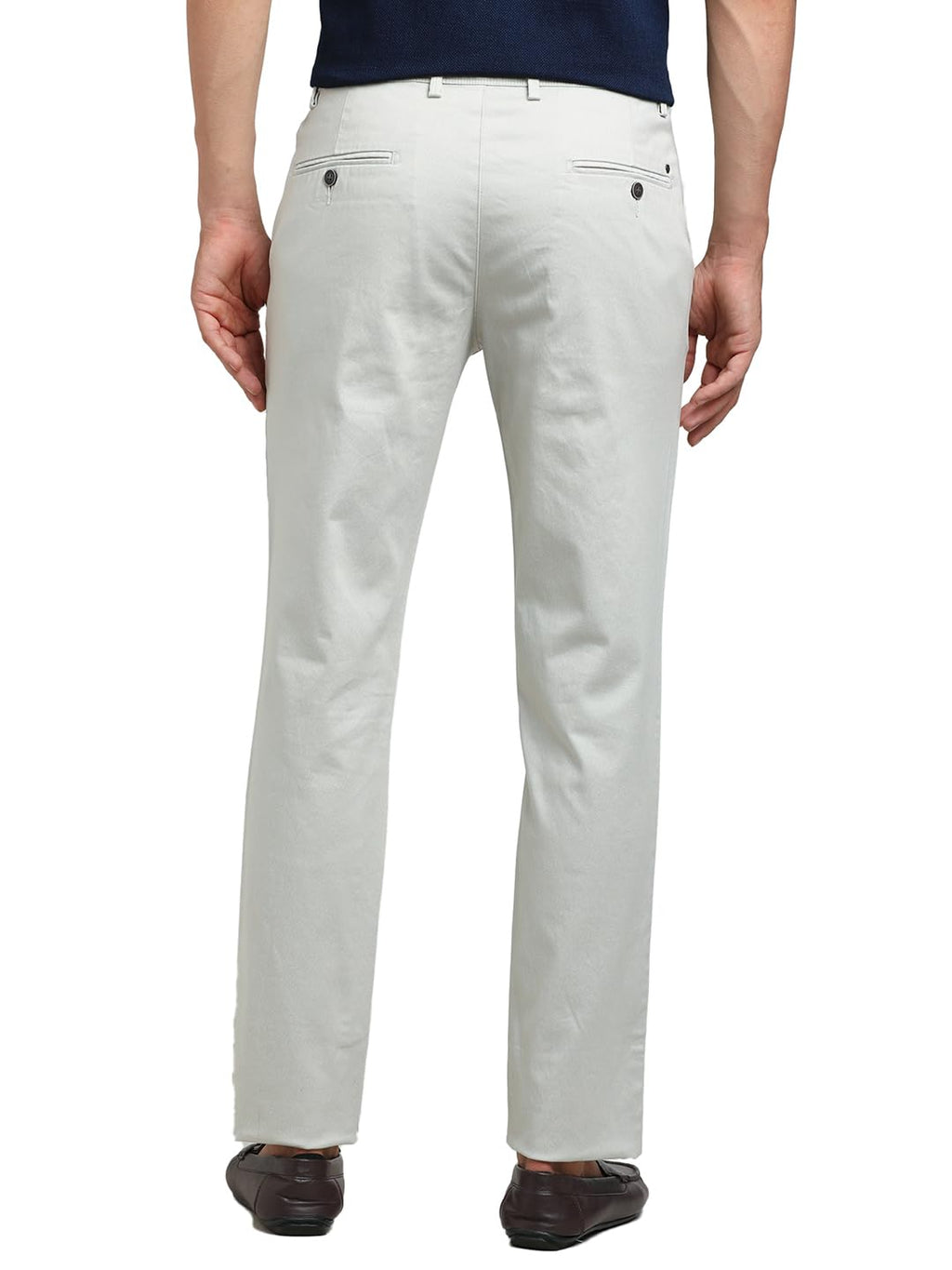 Turtle Men Cotton Stretch Ultra Slim Fit Off White Casual Trouser