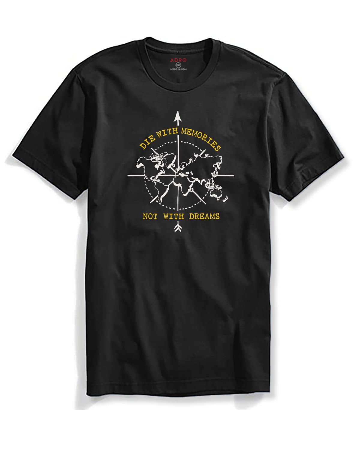 Adro Die With Memories Not With Dreams Mens Printed T-Shirt (M, Black)