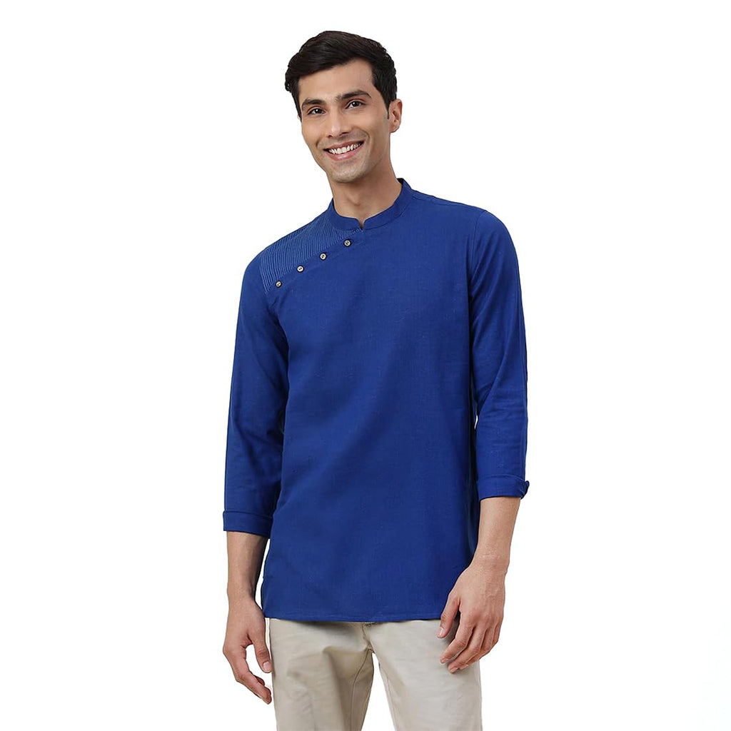 Fabindia Mens Cotton Blend Slim Kurta (20041023_Cobalt