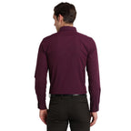 Turtle Men Burgundy Cotton Solid Slim Fit Formal Shirts