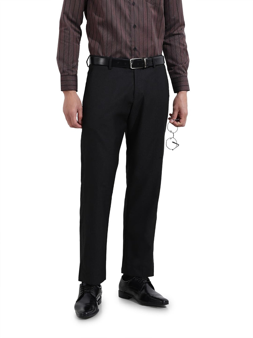 The Indian Garage Co Mens Regular Fit Self Design Formal Trousers Sweater
