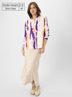 The Souled Store Satin Shirt: Nebula Women & Girls Long Sleeve Collared Neck Button Down Relaxed Fit Cotton Shirts