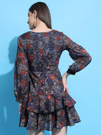 Ketch WomenS Polyester Wrap Mini Dress (Khj6000300_Multi Color