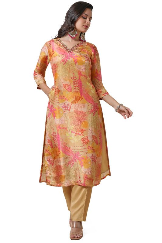 Soch Women Tissue Botanical Print Kurta Set with Cutdana