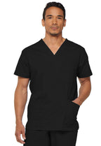 Dickies Men's Tall V-Neck Scrub Double Chest Pocket Top, Black, 5X-Large Big
