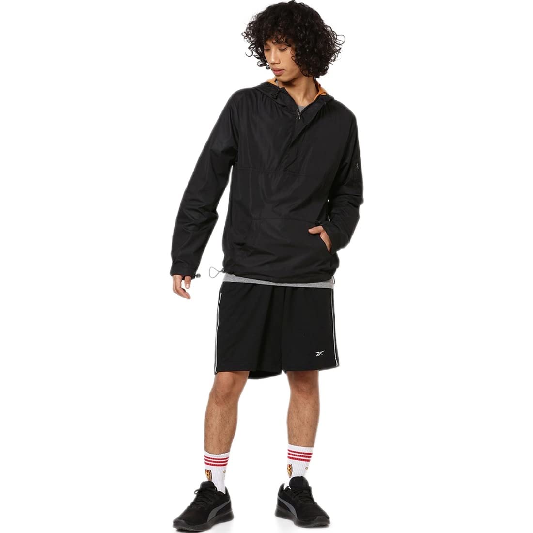 Bewakoof Air 1.0 Mens Solid Regular Fit Full Sleeve Hooded Neck Polyester Windcheater Jacket 368587 Black XL