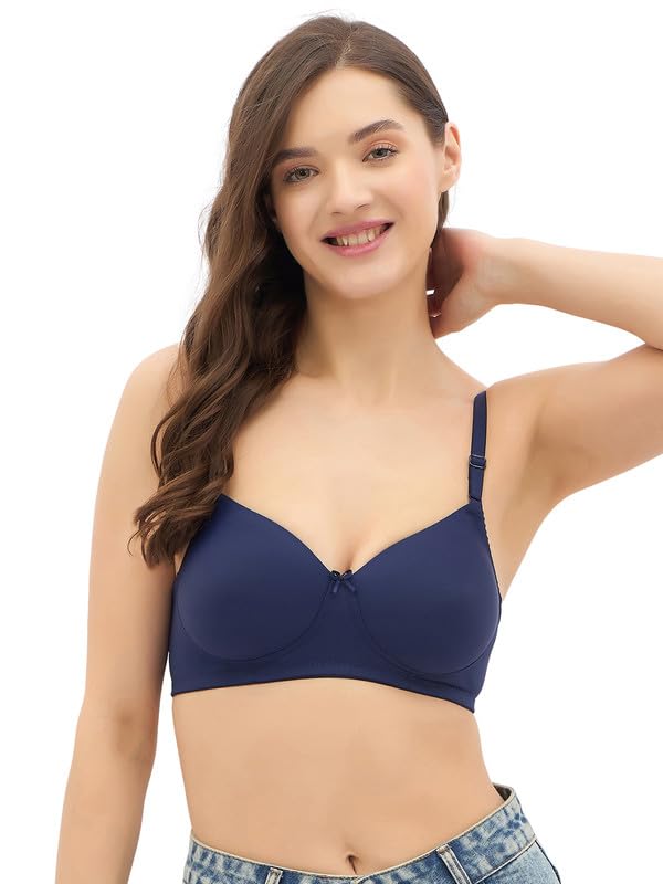 Clovia WomenS Padded NonWired Full Coverage Multiway TShirt Bra (Br1744R08_Navy Blue_34C) 34