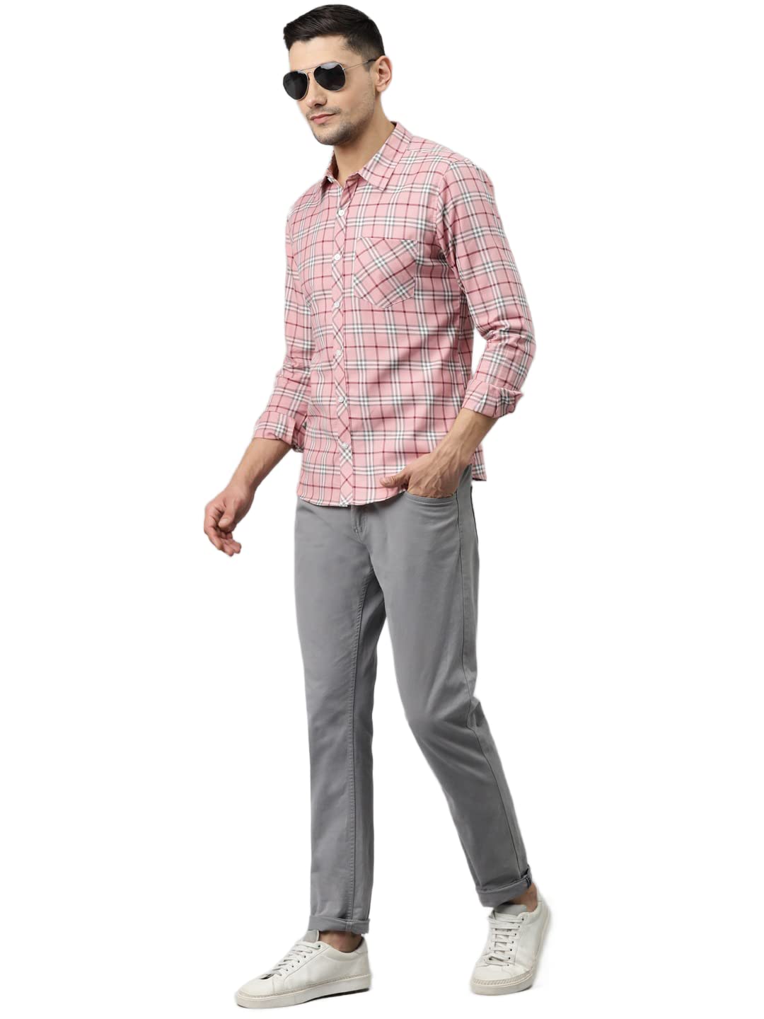 Hubberholme MenS Cotton Check Regular Fit Casual Shirt - Pure Soft Cotton Checked Shirts For Men Stylish/Trendy Full Sleeve Shi