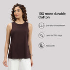 Last Tee Sleeveless Long Slit Top | Stays New for 750+ Days | Breathable | Long Slits | high Neck | Sleeveless Design