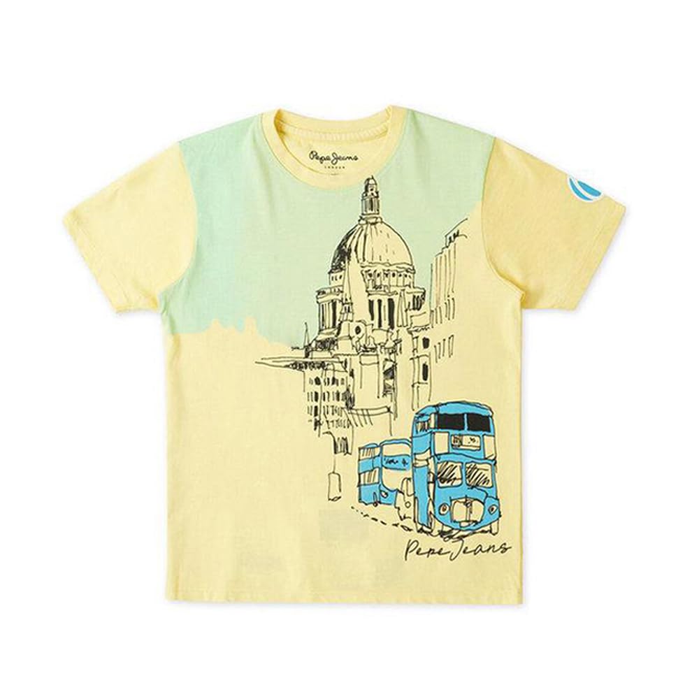 Pepe Jeans Boys Cotton Regular Fit Printed T-Shirts Yellow 8-9 Y