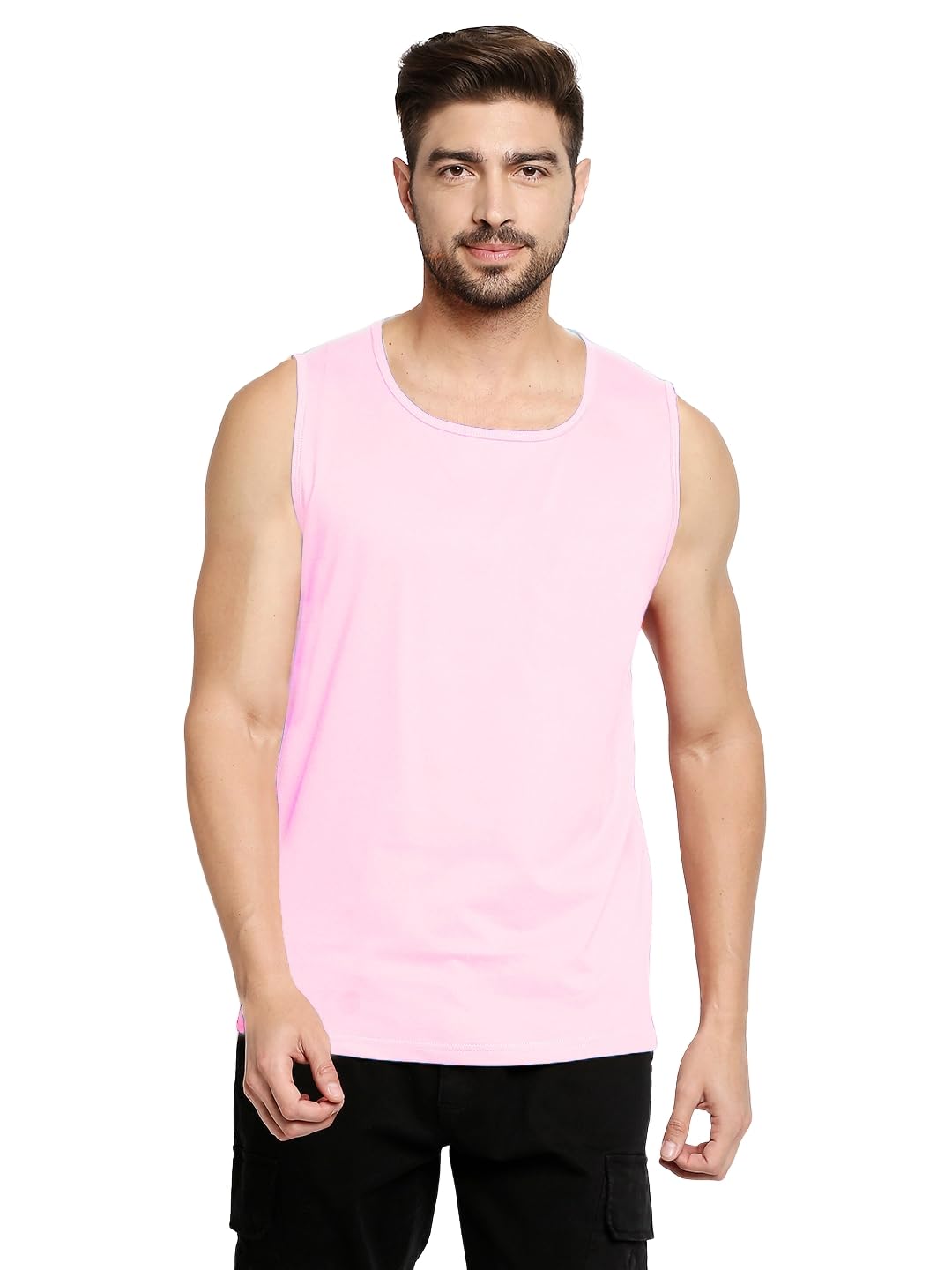 Blacksmith Solid Plain Baby Pink Sleeeveless Sando Tank Top Gym & Street Wear For Men 40