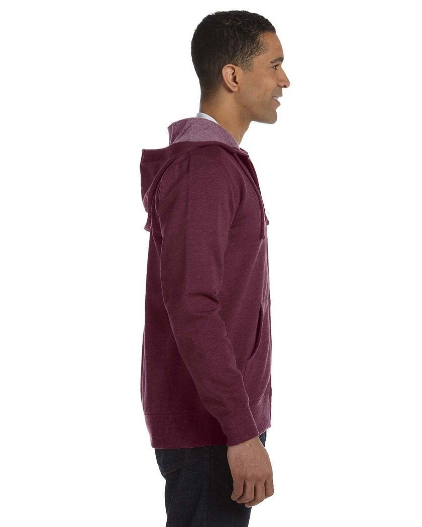 Mens OrganicRecycled Heathered Full-Zip Hooded Sweatshirt - BERRY - S(D0102H7ZLSJ)