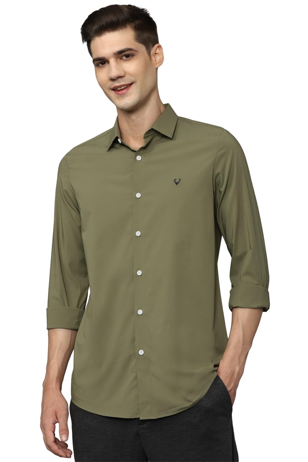 Allen Solly Men Slim Fit Solid Casual Polyester Shirt