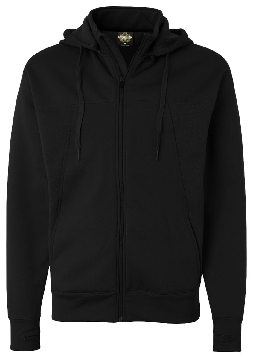 Independent Trading Co. Poly-Tech Full-Zip Hooded Sweatshirt - Black, S