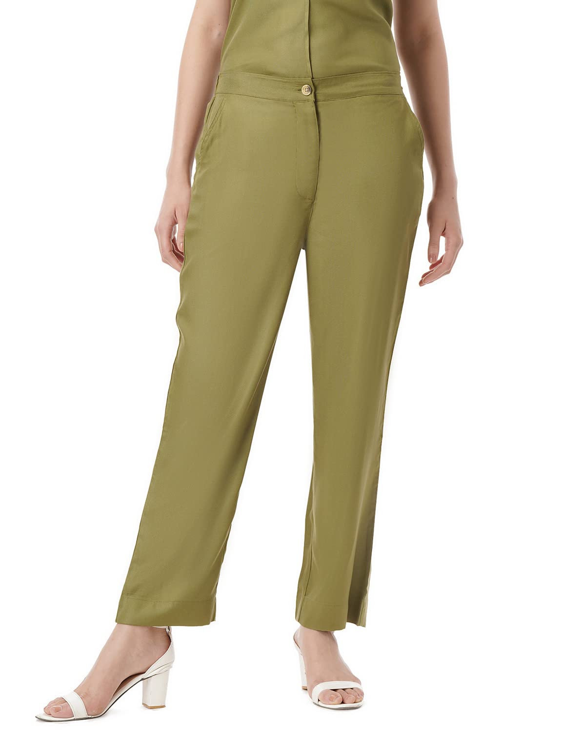 FYLTR Womens Casual Pull-up Pants -Soft Handfeel (Alive olive, 32)