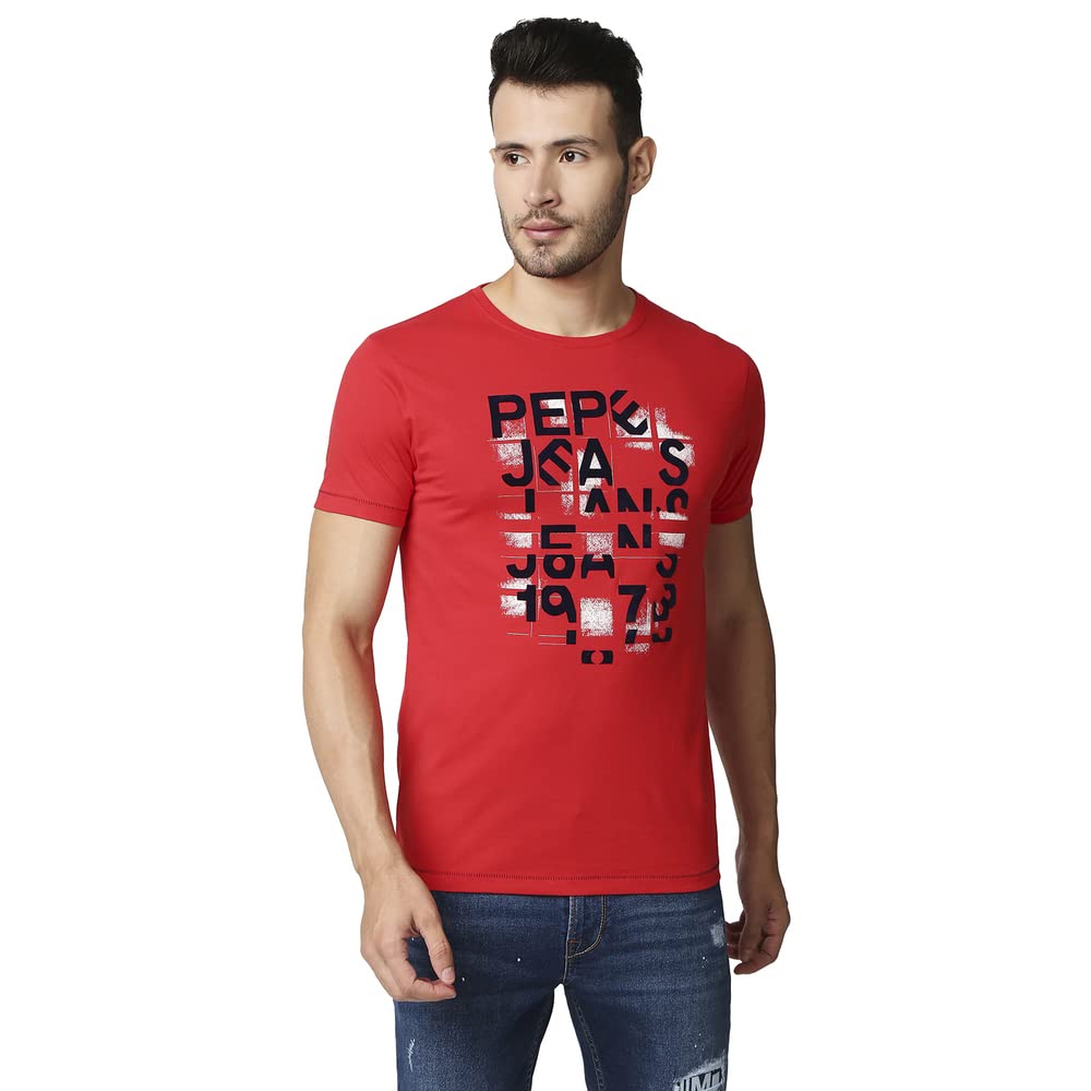 Pepe Jeans MenS Fitted T-Shirt (Pm508788_Classic Red M)