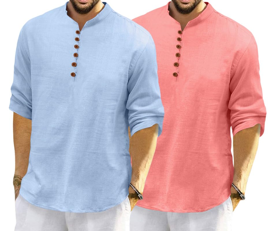 Macsivo MenS Cotton Blend Kurta With Solid Band Collar Full Sleeve Button Closure Regular Fit Curved Hem Length | Kurta For Man