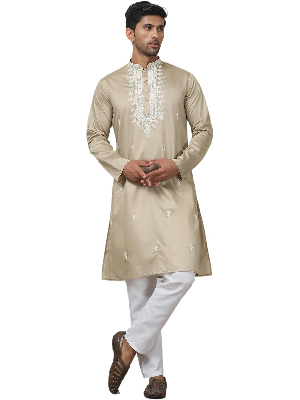 Jompers Mens Collar Embroidered & Sequin Kurta Pyjama Set