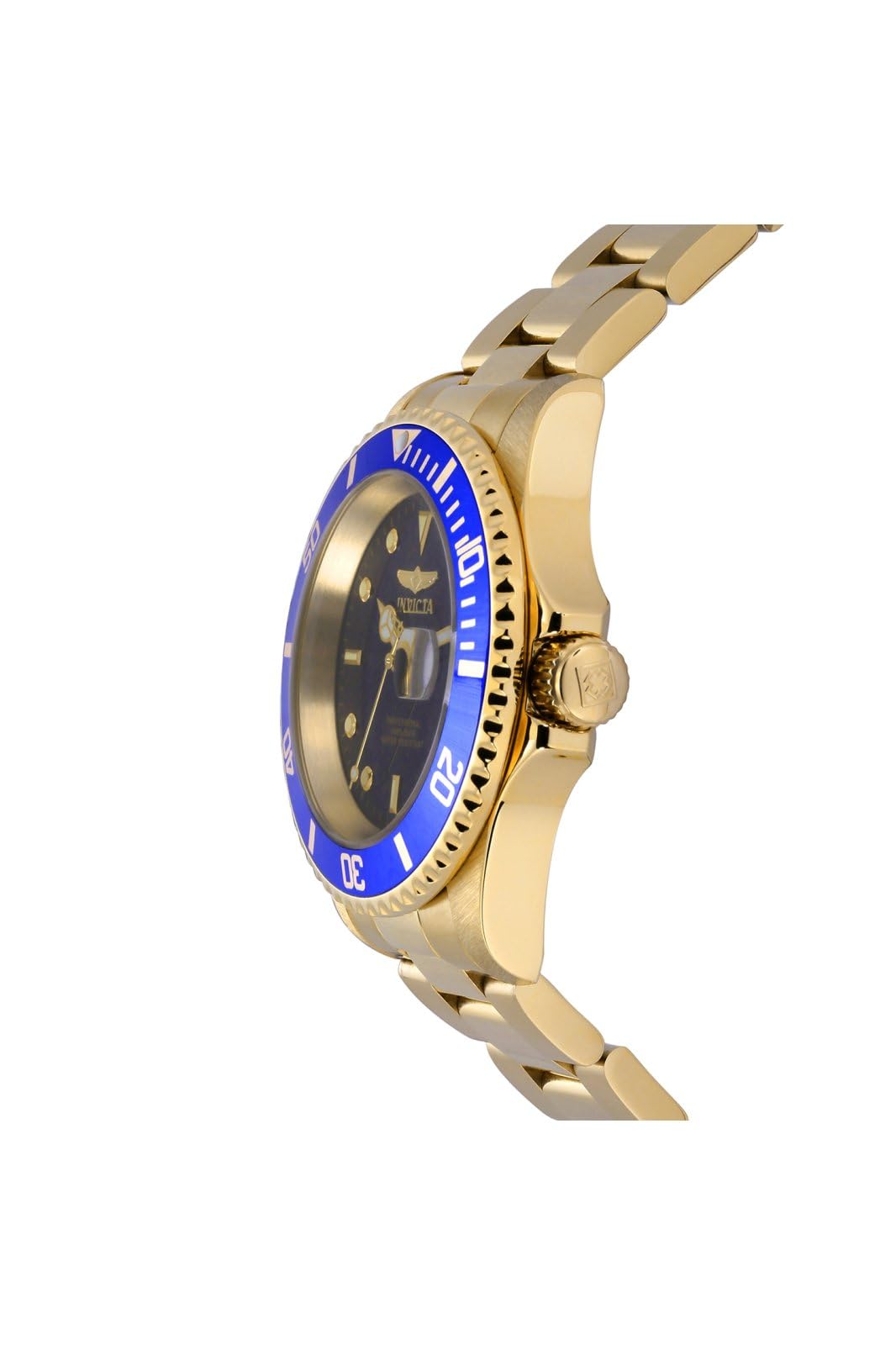 Invicta Men 's Pro Diver Quartz Watch with Stainless Steel Strap, Gold/Blue, 20 (Model: 26974)