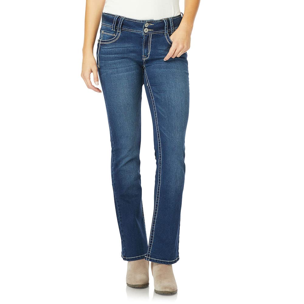 WallFlower Women's Luscious Curvy Bootcut Mid-Rise Insta Stretch Juniors Jeans (Standard and Plus), Chrystie, 7 Short