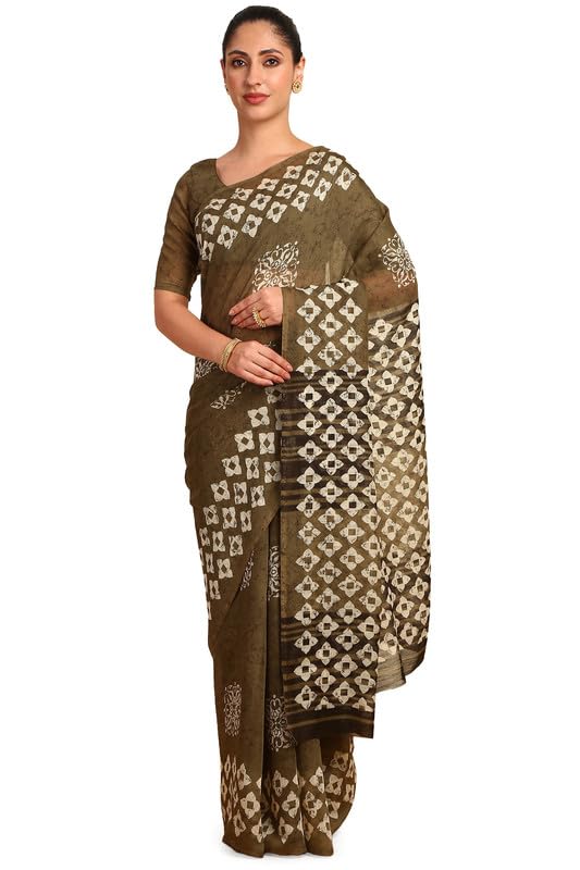 Soch Women Linen Ethnic Motifs Saree