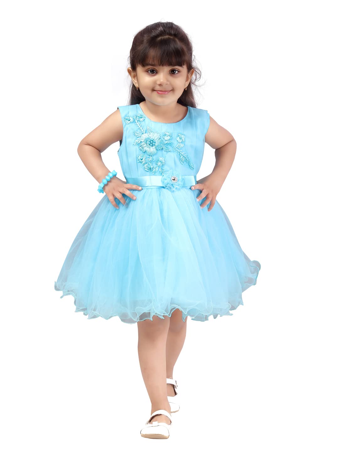 Aarika Girls A-Line Dress (FK-24314_Firozi_5 - 6 Years_Firozi_5 Years-6 Years)