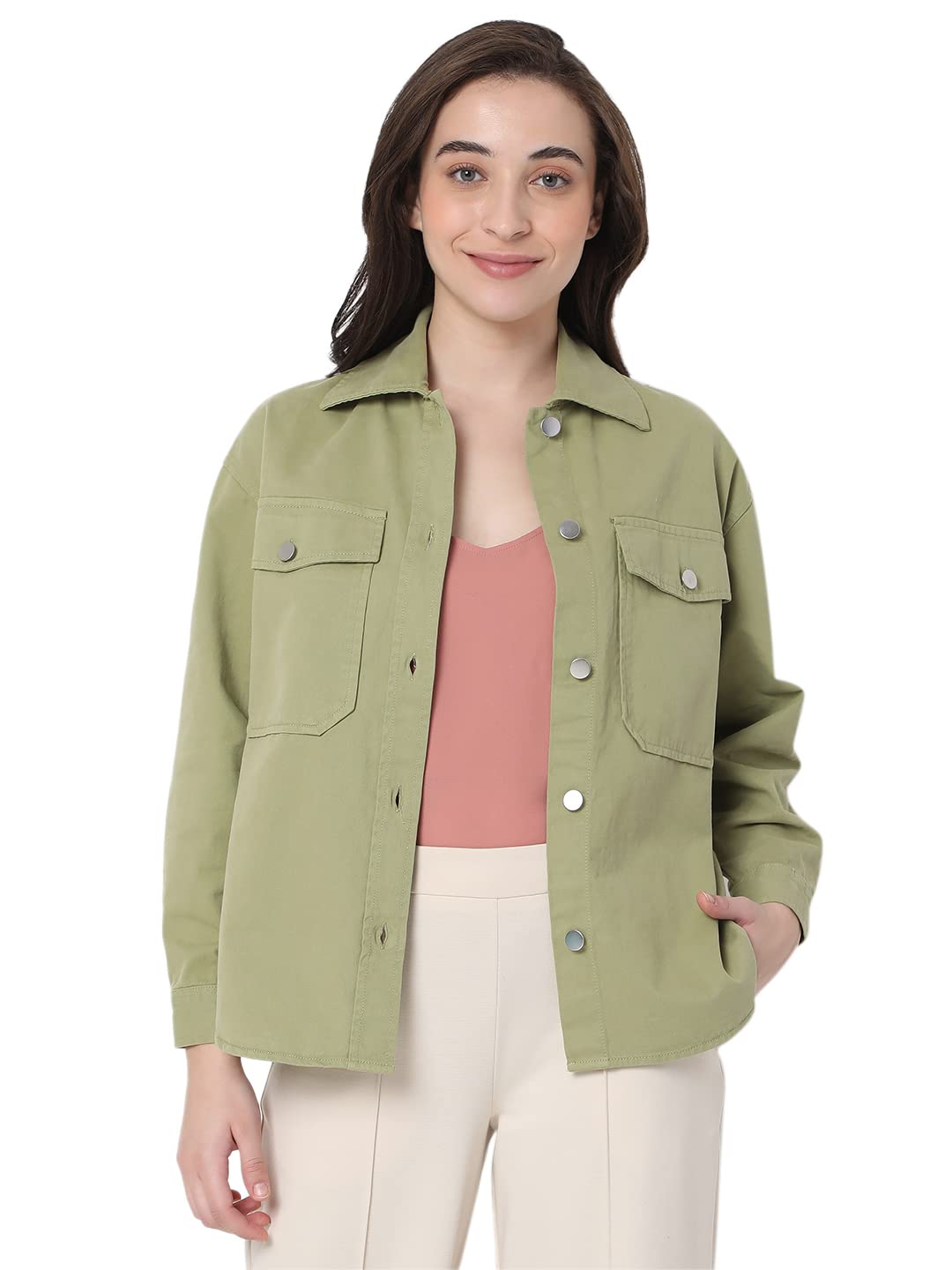 Vero Moda Regular Fit Jacket(118365801_Sage Green_M)