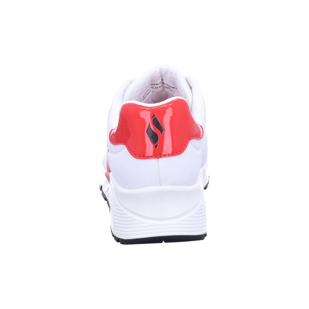 Skechers Women's UNO-Rolling Stones Single Sneaker, White/Red, 10