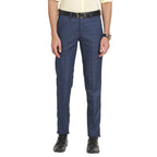 Turtle Men Poly Viscose Stretch Ultra Slim Fit Blue Formal Trouser