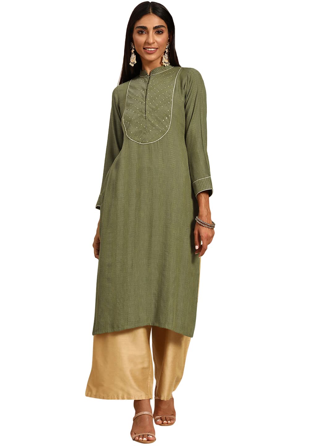 Libas Gerua Womens Self Design Viscose Straight Kurta For Women
