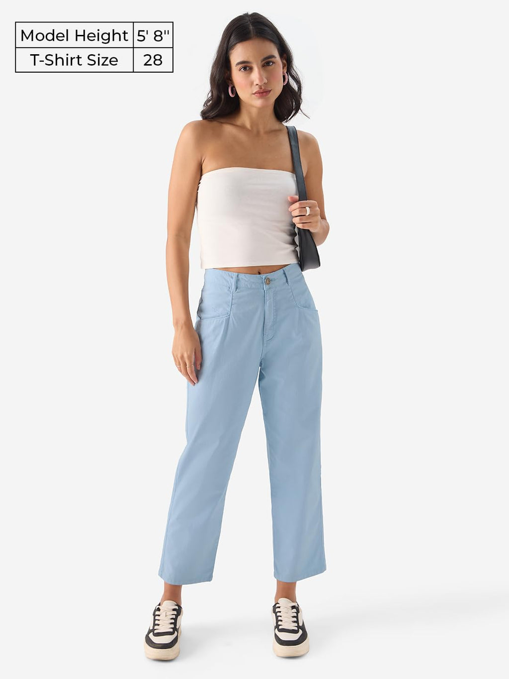The Souled Store Solids: Light Blue Women and Girls Carrot Fit Pants