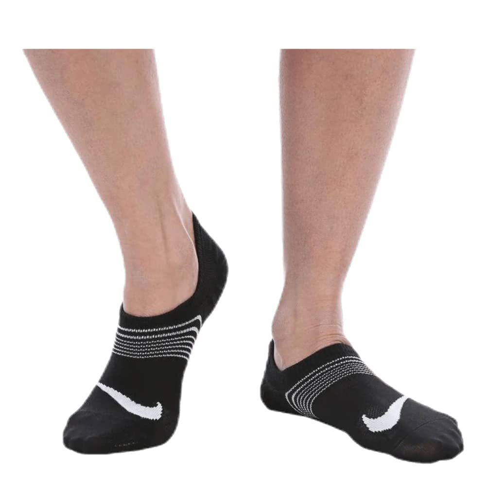 Nike Women's Everyday Plus Lightweight Training Footies (3 Pair), No Show Socks for Women with Anti-Slip Gripping, Black/White,