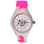 Preschool Collection Unicorn Kids Analog Watch - Time Teacher - Easy-to-Read Dial! Hypoallergenic Silicone First Watch for Girls